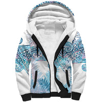 Aotearoa Maori Koru Curves Sherpa Hoodie Aqua Paua Shell LT7 Unisex Blue - Polynesian Pride