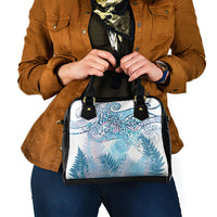 Aotearoa Maori Koru Curves Shoulder Handbag Aqua Paua Shell