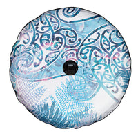 Aotearoa Maori Koru Curves Spare Tire Cover Aqua Paua Shell LT7 - Polynesian Pride