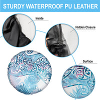 Aotearoa Maori Koru Curves Spare Tire Cover Aqua Paua Shell LT7 - Polynesian Pride