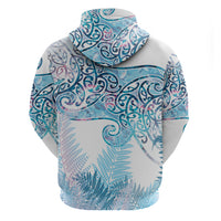 Aotearoa Maori Koru Curves Zip Hoodie Aqua Paua Shell LT7 - Polynesian Pride