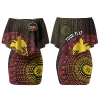 Papua New Guinea Independence Personalized Couples Matching Off Shoulder Short Dress and Hawaiian Shirt Tapa Circle LT7 - Polynesian Pride