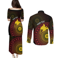 Papua New Guinea Independence Personalized Couples Matching Puletasi and Long Sleeve Button Shirt Tapa Circle LT7 - Polynesian Pride