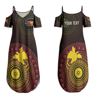 Papua New Guinea Independence Personalized Couples Matching Summer Maxi Dress and Hawaiian Shirt Tapa Circle LT7 - Polynesian Pride