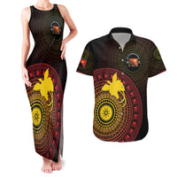 Papua New Guinea Independence Personalized Couples Matching Tank Maxi Dress and Hawaiian Shirt Tapa Circle LT7 Black - Polynesian Pride