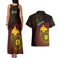 Papua New Guinea Independence Personalized Couples Matching Tank Maxi Dress and Hawaiian Shirt Tapa Circle LT7 - Polynesian Pride