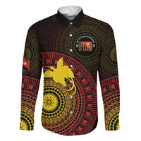 Papua New Guinea Independence Personalized Family Matching Long Sleeve Bodycon Dress and Hawaiian Shirt Tapa Circle LT7 Daughter's Dress Black - Polynesian Pride