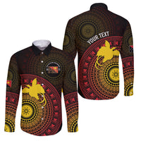 Papua New Guinea Independence Personalized Family Matching Tank Maxi Dress and Hawaiian Shirt Tapa Circle LT7 Dad's Shirt - Long Sleeve Black - Polynesian Pride
