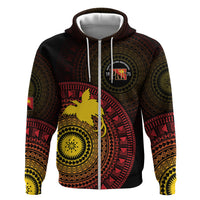 Papua New Guinea Independence Personalized Hoodie Tapa Circle LT7 Zip Hoodie Black - Polynesian Pride
