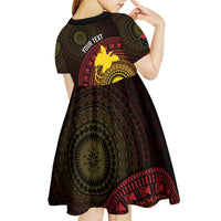 Papua New Guinea Independence Personalized Kid Short Sleeve Dress Tapa Circle LT7 - Polynesian Pride