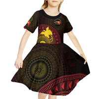 Papua New Guinea Independence Personalized Kid Short Sleeve Dress Tapa Circle LT7 - Polynesian Pride