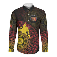 Papua New Guinea Independence Personalized Long Sleeve Button Shirt Tapa Circle LT7 Unisex Black - Polynesian Pride