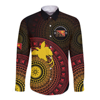 Papua New Guinea Independence Personalized Long Sleeve Button Shirt Tapa Circle