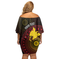 Papua New Guinea Independence Personalized Off Shoulder Short Dress Tapa Circle LT7 - Polynesian Pride