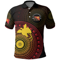 Papua New Guinea Independence Personalized Polo Shirt Tapa Circle LT7 Black - Polynesian Pride