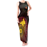 Papua New Guinea Independence Personalized Tank Maxi Dress Tapa Circle LT7 Women Black - Polynesian Pride