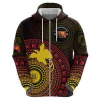 Papua New Guinea Independence Personalized Zip Hoodie Tapa Circle LT7 - Polynesian Pride