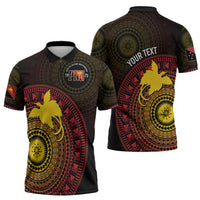 Papua New Guinea Independence Personalized Zipper Polo Shirt Tapa Circle LT7 - Polynesian Pride