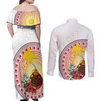 Hapi De Bilong Indipendens Papua New Guinea Couples Matching Off Shoulder Maxi Dress and Long Sleeve Button Shirt PNG Lime Pot LT7 - Polynesian Pride