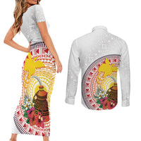 Hapi De Bilong Indipendens Papua New Guinea Couples Matching Short Sleeve Bodycon Dress and Long Sleeve Button Shirt PNG Lime Pot