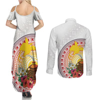 Hapi De Bilong Indipendens Papua New Guinea Couples Matching Summer Maxi Dress and Long Sleeve Button Shirt PNG Lime Pot LT7 - Polynesian Pride