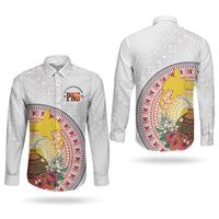 Hapi De Bilong Indipendens Papua New Guinea Couples Matching Tank Maxi Dress and Long Sleeve Button Shirt PNG Lime Pot LT7 - Polynesian Pride