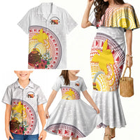 Hapi De Bilong Indipendens Papua New Guinea Family Matching Mermaid Dress and Hawaiian Shirt PNG Lime Pot LT7 - Polynesian Pride