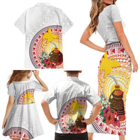 Hapi De Bilong Indipendens Papua New Guinea Family Matching Short Sleeve Bodycon Dress and Hawaiian Shirt PNG Lime Pot