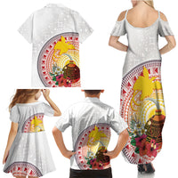 Hapi De Bilong Indipendens Papua New Guinea Family Matching Summer Maxi Dress and Hawaiian Shirt PNG Lime Pot LT7 Mom's Dress White - Polynesian Pride