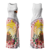 Hapi De Bilong Indipendens Papua New Guinea Family Matching Tank Maxi Dress and Hawaiian Shirt PNG Lime Pot LT7 Mom's Dress White - Polynesian Pride