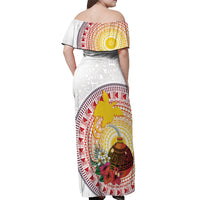 Hapi De Bilong Indipendens Papua New Guinea Off Shoulder Maxi Dress PNG Lime Pot LT7 - Polynesian Pride