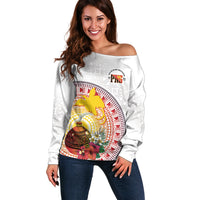 Hapi De Bilong Indipendens Papua New Guinea Off Shoulder Sweater PNG Lime Pot