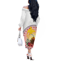 Hapi De Bilong Indipendens Papua New Guinea Off The Shoulder Long Sleeve Dress PNG Lime Pot LT7 - Polynesian Pride