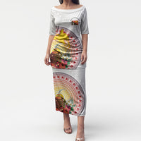 Hapi De Bilong Indipendens Papua New Guinea Puletasi PNG Lime Pot LT7 Long Dress White - Polynesian Pride