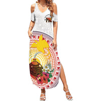 Hapi De Bilong Indipendens Papua New Guinea Summer Maxi Dress PNG Lime Pot LT7 Women White - Polynesian Pride