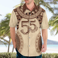 Bula Fiji Day 55th Anniversary Masi Tapa Hawaiian Shirt Emerald Jubilee - Beige - Polynesian Pride