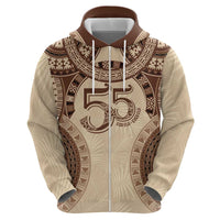 Bula Fiji Day 55th Anniversary Masi Tapa Hoodie Emerald Jubilee - Beige - Polynesian Pride