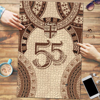 Bula Fiji Day 55th Anniversary Masi Tapa Puzzle Emerald Jubilee - Beige LT7 Beige - Polynesian Pride