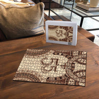 Bula Fiji Day 55th Anniversary Masi Tapa Puzzle Emerald Jubilee - Beige LT7 - Polynesian Pride