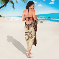 Bula Fiji Day 55th Anniversary Masi Tapa Sarong Emerald Jubilee - Beige - Polynesian Pride