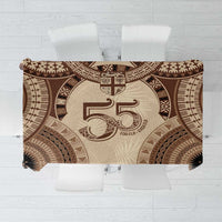 Bula Fiji Day 55th Anniversary Masi Tapa Tablecloth Emerald Jubilee - Beige - Polynesian Pride