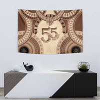 Bula Fiji Day 55th Anniversary Masi Tapa Tapestry Emerald Jubilee - Beige LT7 - Polynesian Pride