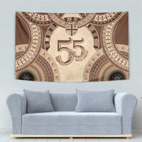 Bula Fiji Day 55th Anniversary Masi Tapa Tapestry Emerald Jubilee - Beige LT7 - Polynesian Pride