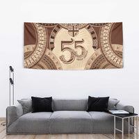 Bula Fiji Day 55th Anniversary Masi Tapa Tapestry Emerald Jubilee - Beige LT7 - Polynesian Pride