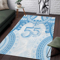 Bula Fiji Day 55th Anniversary Masi Tapa Area Rug Emerald Jubilee - Turquoise - Polynesian Pride