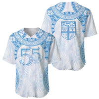 Bula Fiji Day 55th Anniversary Masi Tapa Baseball Jersey Emerald Jubilee - Turquoise - Polynesian Pride