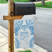 Bula Fiji Day 55th Anniversary Masi Tapa Garden Flag Emerald Jubilee - Turquoise - Polynesian Pride