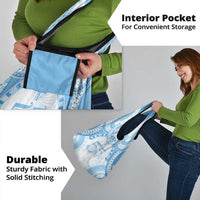 Bula Fiji Day 55th Anniversary Masi Tapa Grocery Bag Emerald Jubilee - Turquoise - Polynesian Pride