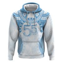 Bula Fiji Day 55th Anniversary Masi Tapa Hoodie Emerald Jubilee - Turquoise - Polynesian Pride