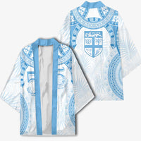Bula Fiji Day 55th Anniversary Masi Tapa Kimono Emerald Jubilee - Turquoise LT7 - Polynesian Pride